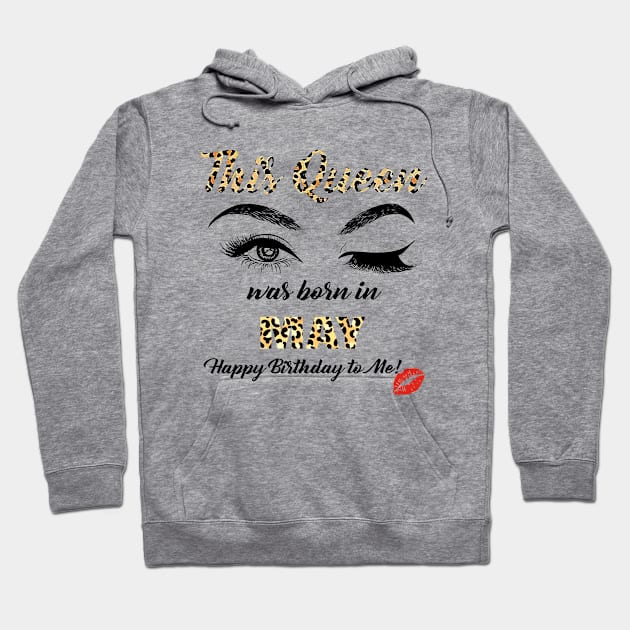 This Queen Was Born In May Leopard Pattern Hoodie by Vladis